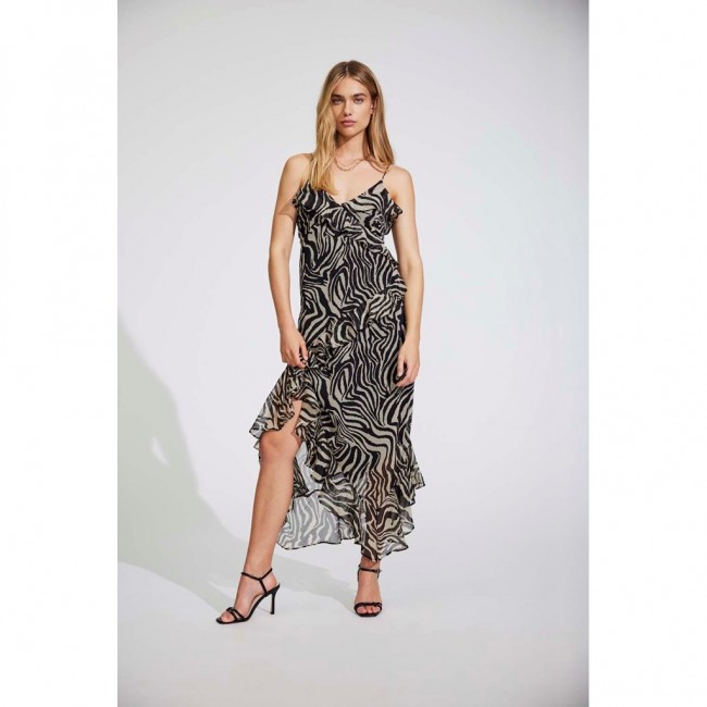 Only ONLASTA LIFE STRAP FRILL ANKEL DRESS PTM 15322913 black rooted zebra