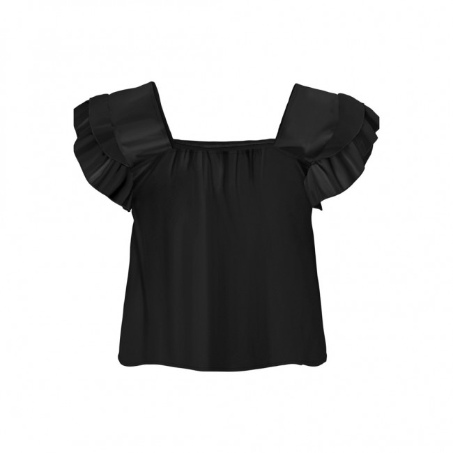 only ONLALMA LIFE VIS APRIL FRILL TOP SOLID 15299522-black