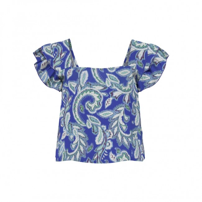 only ONLALMA LIFE VIS APRIL FRILL TOP AOP PTM 15299523-dazzling blue