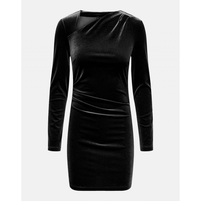 Only ONLLIVE L/S VELVET ASYMETRIC DRESS JRS 15310123 black