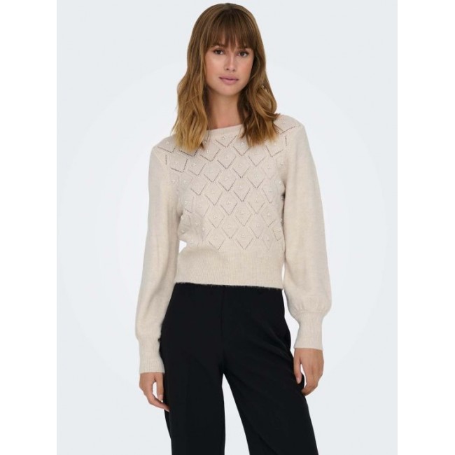 Only ONLLEANDRA LS PEARL ONECK CC KNT 15294547 moonbeam melange