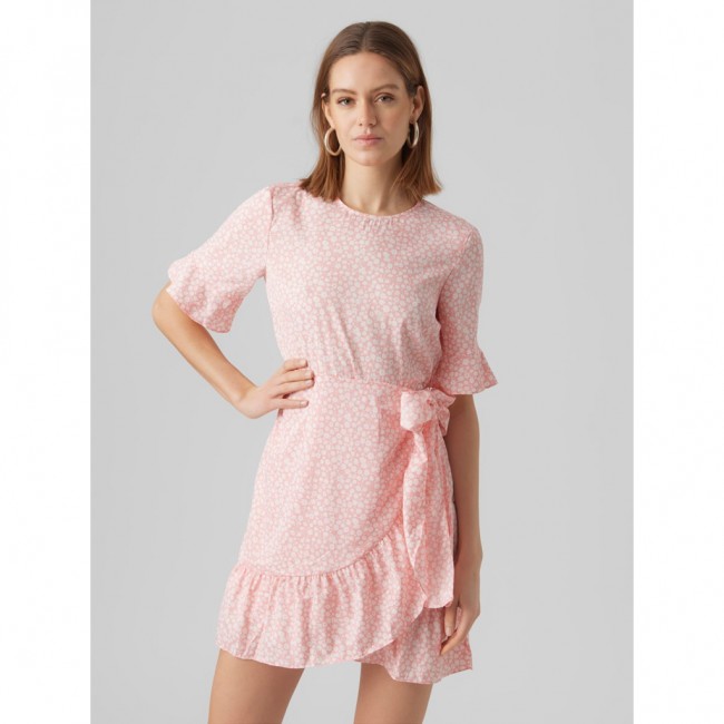 Vero moda VMHENNA 2/4 O-NECK SHORT DRESS NOOS 10266073 geranium pink mini henna vic