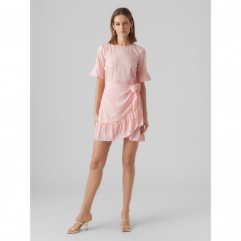 Vero moda VMHENNA 2/4 O-NECK SHORT DRESS NOOS 10266073 geranium pink mini henna vic