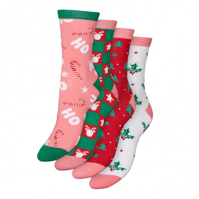 Vero moda VMELF SOCKS 4-PACK XMAS 10274060 hot pink pack 1