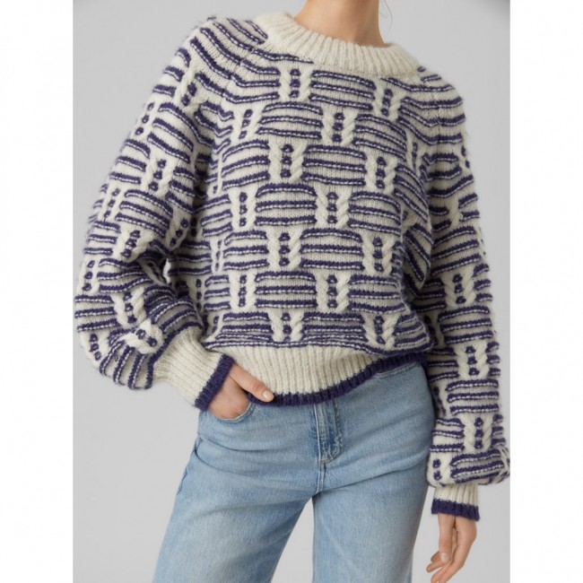 Vero moda VMSOLANGE LS O-NECK PULLOVER GA 10294698 birch w astral aura