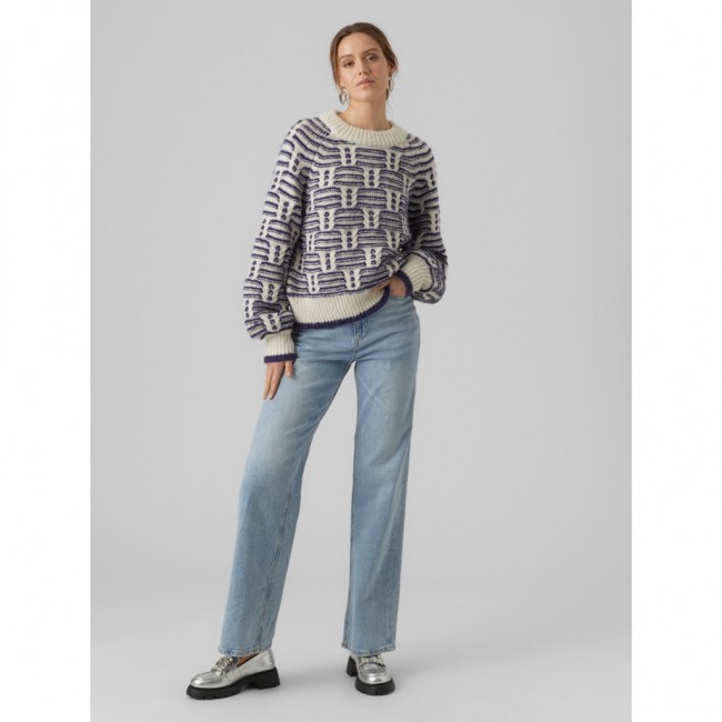 Vero moda VMSOLANGE LS O-NECK PULLOVER GA 10294698 birch w astral aura
