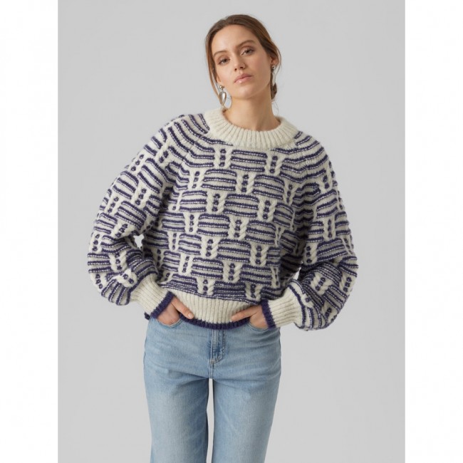 Vero moda VMSOLANGE LS O-NECK PULLOVER GA 10294698 birch w astral aura