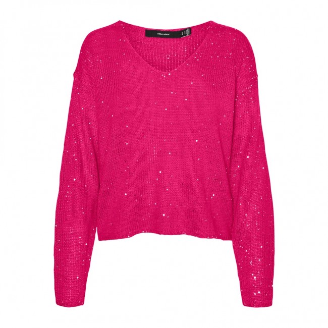 Vero moda VMLEILANI LS V-NECK PULLOVER 10296631 fuchsia purple