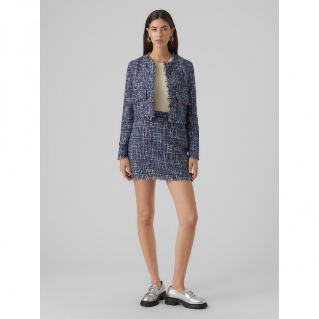 Vero moda VMCHANTELLE LS SHORT TWEED BLAZER 10299447 navy blazer melange