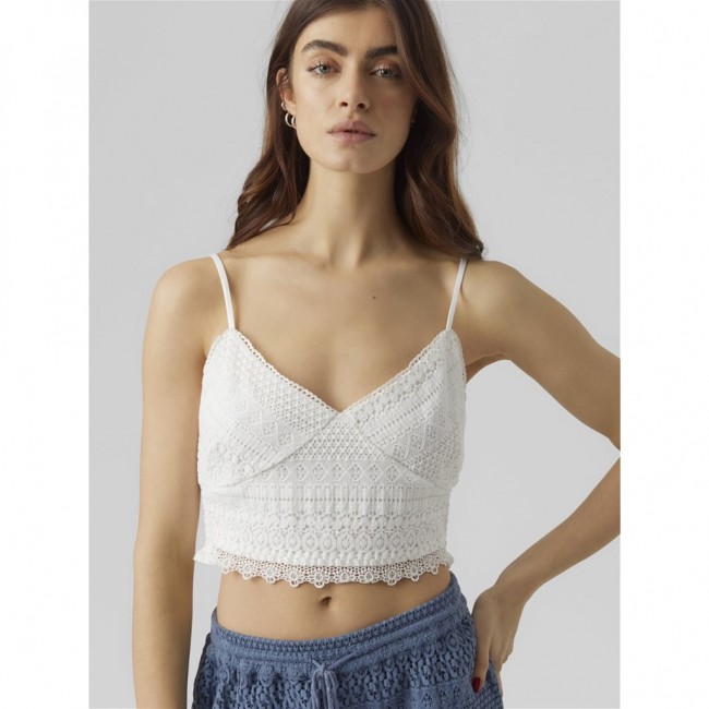 Vero moda VMHONEY LACE V-NECK CROPPED TOP WVN GA 10272481 snow white