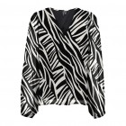 Vero moda VMHOLLY LS V-NECK BUTTON TOP WVN GA 10303016 black graphic zebra