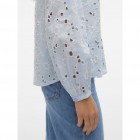 Vero moda VMIDA L/S V-NECK SHIRT WVN BTQ 10303333 skyway snow white embroidery