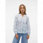 Vero moda VMIDA L/S V-NECK SHIRT WVN BTQ 10303333 skyway snow white embroidery