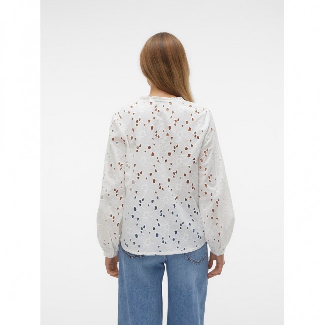 Vero moda VMIDA L/S V-NECK SHIRT WVN BTQ 10303333 snow white embroidery