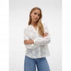 Vero moda VMIDA L/S V-NECK SHIRT WVN BTQ 10303333 snow white embroidery