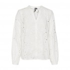 Vero moda VMIDA L/S V-NECK SHIRT WVN BTQ 10303333 snow white embroidery