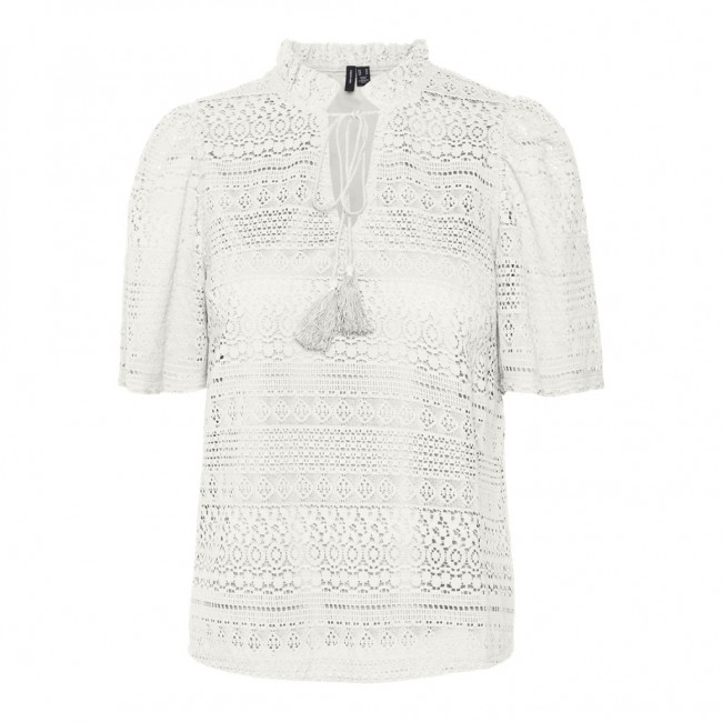 Vero moda VMHONEY LACE S/S TASSEL TOP WVN GA 10309263 snow white