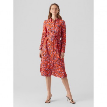 Vero moda VMJOSIE JUTTA LS CALF DRESS WVN GA 10290415 tangerine tango jill