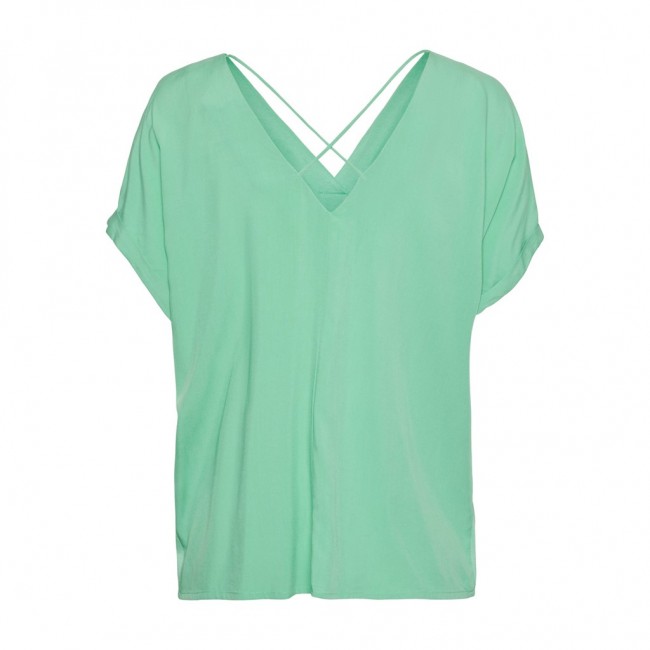 vero moda VMFLIA SL WIDE TOP JRS 10288373-jade cream