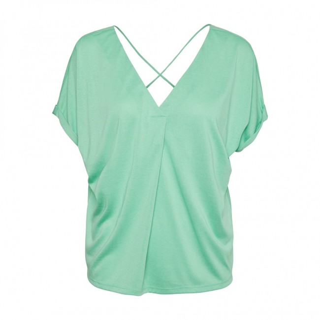 vero moda VMFLIA SL WIDE TOP JRS 10288373-jade cream