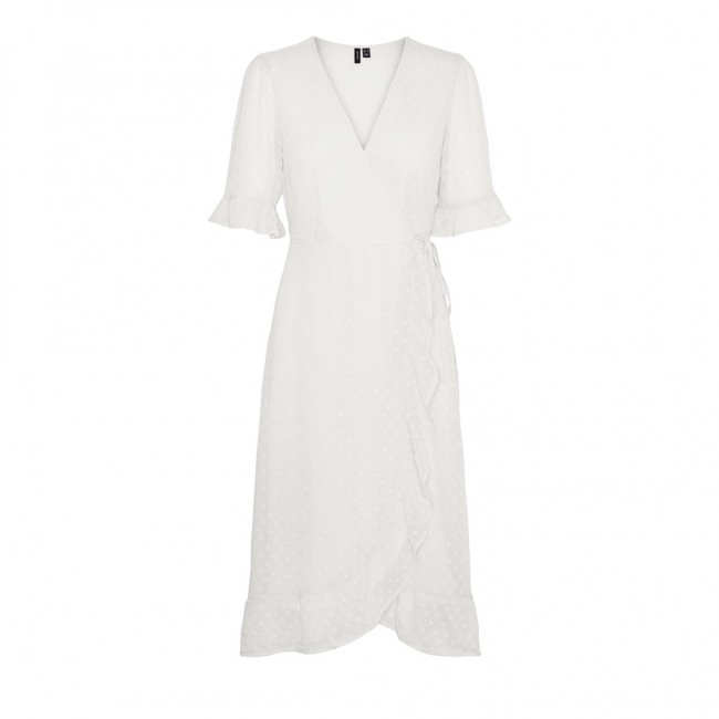 Vero moda VMLOVA 2/4 CALF WRAP DRESS WVN 10290192 Snow White