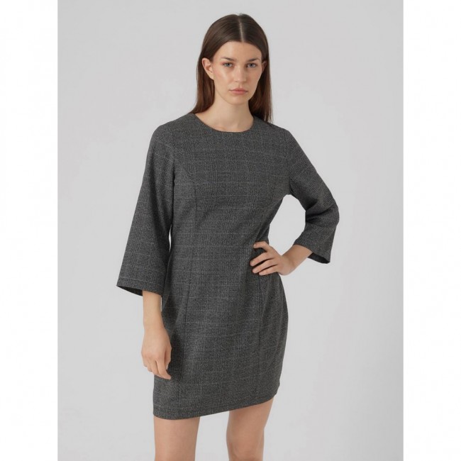 VM VMMILA 7/8 FITTED SHORT CHECK DRESS 10299424 dark grey black checks