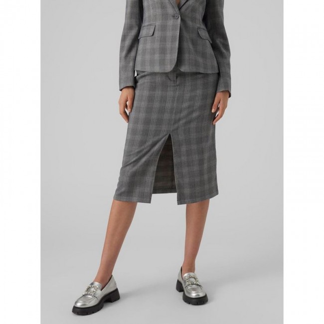 VM VMMALIN HR CALF CHECK SKIRT 10299880 cloud dancer w grey and blue