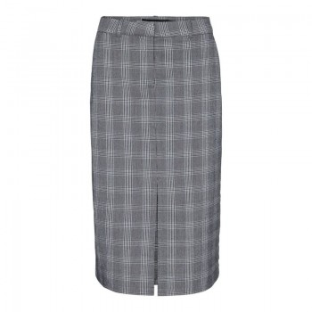 VM VMMALIN HR CALF CHECK SKIRT 10299880 cloud dancer w grey and blue