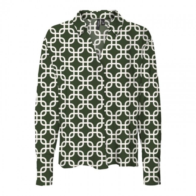 VM VMSHIVE L/S V-NECK MIDI TOP WVN EXP 10301522 rifle green birch sasha