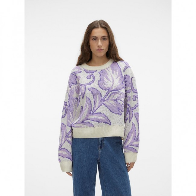 Vero moda VMFLORA LS O-NECK PULLOVER 10293793 birch w passion floewr + sand verbena