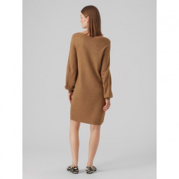 Vero moda VMLEFILE BALLOON LS BOATNECK DRESS EXC 10296805 tigers eye w melange