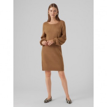 Vero moda VMLEFILE BALLOON LS BOATNECK DRESS EXC 10296805 tigers eye w melange