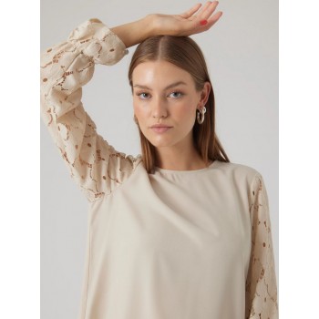 Vero moda VMSEJA LS LACE TOP WVN PA 10295889 pumice stone