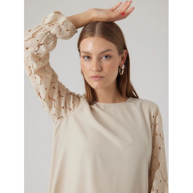 Vero moda VMSEJA LS LACE TOP WVN PA 10295889 pumice stone