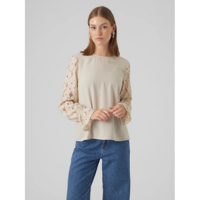 Vero moda VMSEJA LS LACE TOP WVN PA 10295889 pumice stone