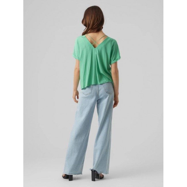 vero moda VMFLIA SL WIDE TOP JRS 10288373-jade cream