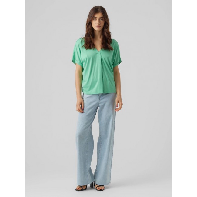 vero moda VMFLIA SL WIDE TOP JRS 10288373-jade cream