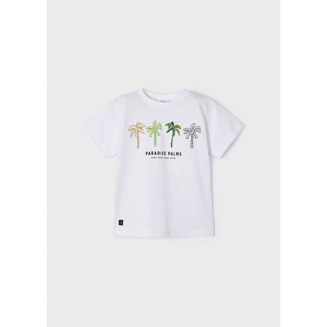 mayoral Μπλουζα κοντ/κη "palms" 23-03016-028 λευκο