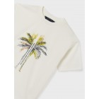 mayoral Μπλουζα κοντ/κη "palm trees" 23-06079-060 κρεμ