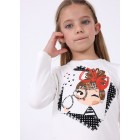 Mayoral Μπλουζα µακρυµαν µεταξοτυπια 13-04005-040 εκρου μαυρο