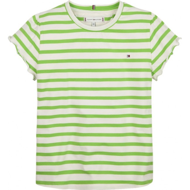 TH STRIPED RUFFLE SLEEVE TOP S/S KG0KG07449 0CD SPRING LIME STRIPE TH STRIPED RUFFLE SLEEVE TOP S/S KG0KG07449 0CD SPRING LIME STRIPE