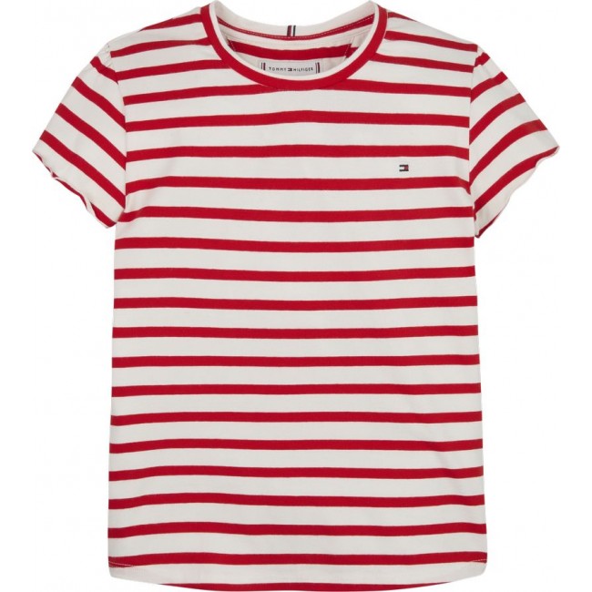 TH STRIPED RUFFLE SLEEVE TOP S/S KG0KG07449 0EV DEEP CRIMSON STRIPE TH STRIPED RUFFLE SLEEVE TOP S/S KG0KG07449 0EV DEEP CRIMSON STRIPE