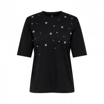 Only ONLJULIA LIFE S/S TOP BOX JRS 15324847 black ffront ddetail pearl stone mix
