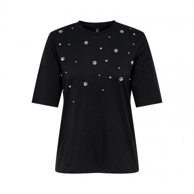 Only ONLJULIA LIFE S/S TOP BOX JRS 15324847 black ffront ddetail pearl stone mix