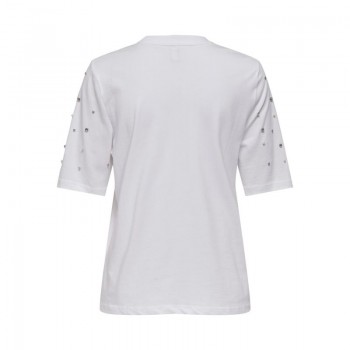 Only ONLJULIA LIFE S/S TOP BOX JRS 15324847 bright white sleeve pearl mix