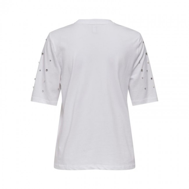 Only ONLJULIA LIFE S/S TOP BOX JRS 15324847 bright white sleeve pearl mix
