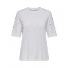 Only ONLJULIA LIFE S/S TOP BOX JRS 15324847 bright white sleeve pearl mix