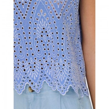 Only ONLTULUM SL EMB TOP WVN 15343156 blue bonnet bright white emb