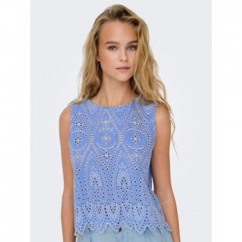Only ONLTULUM SL EMB TOP WVN 15343156 blue bonnet bright white emb