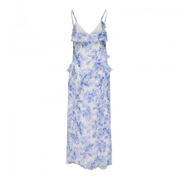 Only ONLMIRIAM LIFE S/L FRILL LONG DRESS PTM 15348901 bel air blue porcelan flowers